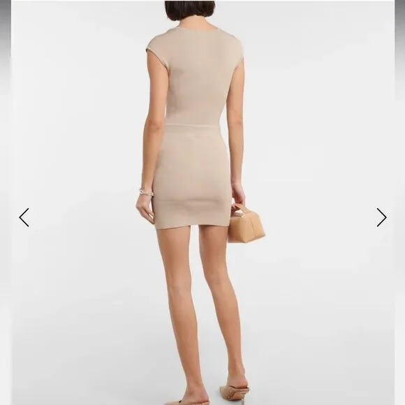 NWT Jonathan SIMKHAI Dorothy ribbed-knit miniskirt Almond Large